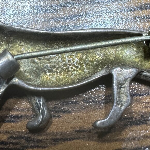 Antique Sterling Silver Miniature Standing Panther Brooch C Clasp - Picture 4 of 5